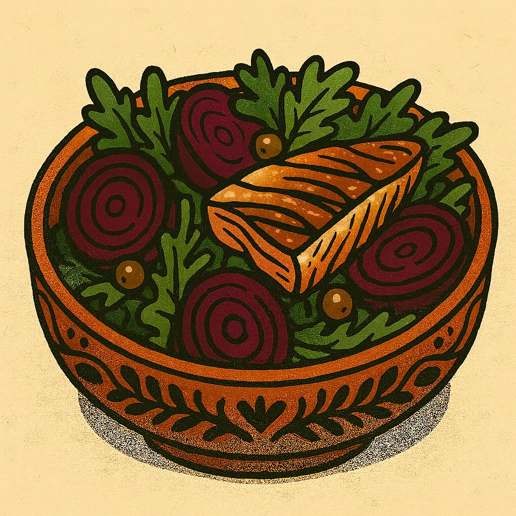 Hot smoked mackerel and balsamic beetroot salad